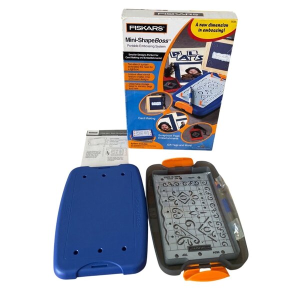 Fiskars Mini-ShapeBoss Portable Embossing System Cards Scrapbook w Stencils Tool - Picture 2 of 9